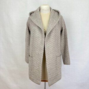 Max Studio Open Cardigan Jacket Hooded Wool Neutral Minimalist Preppy Boho M